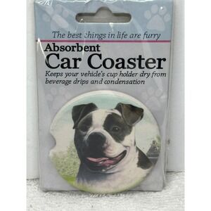 American Bulldog Absorbent Ceramic Car Coaster Dog Lover Auto Cup Holder Insert